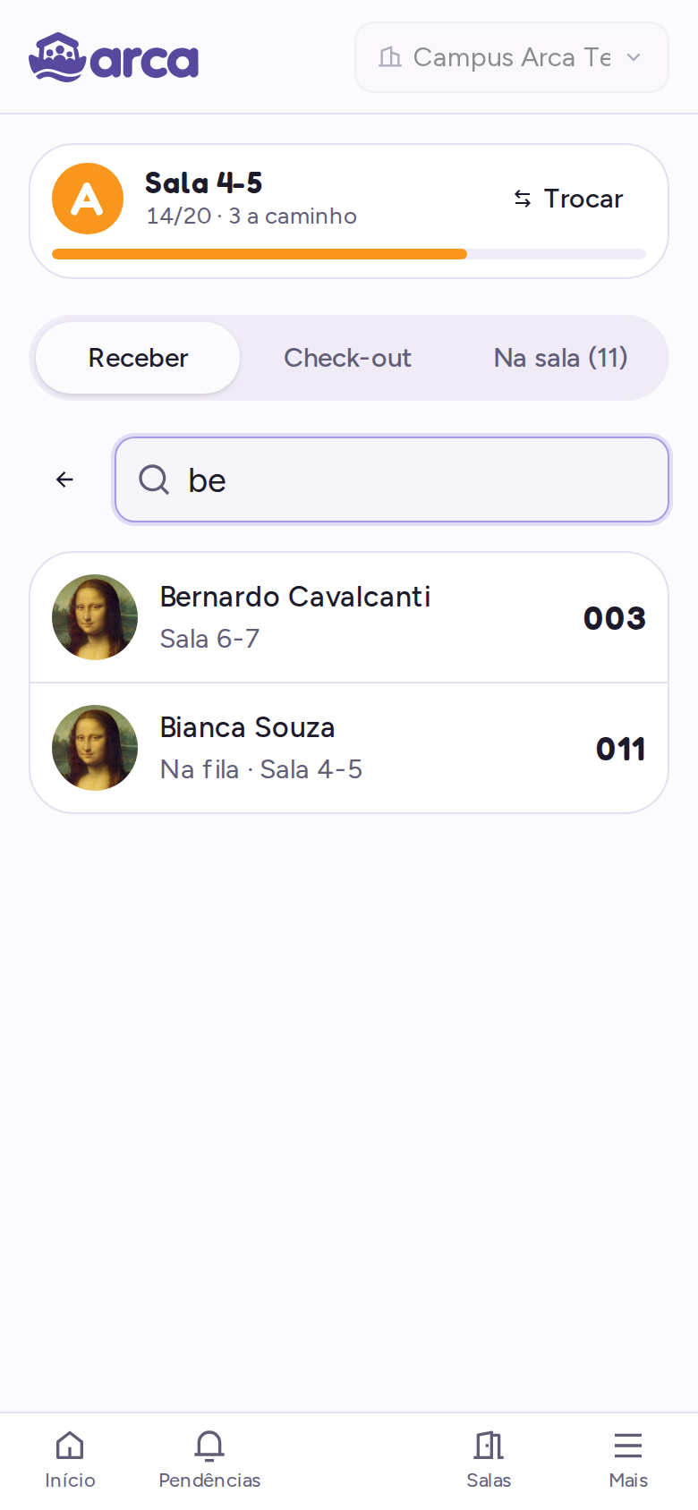 Busca manual da criança pelo nome