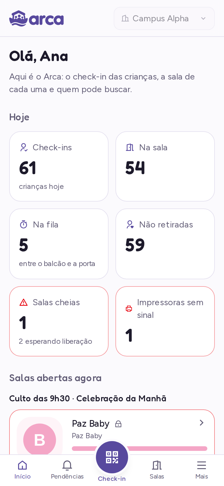 Arca no celular com a barra inferior de cinco botões