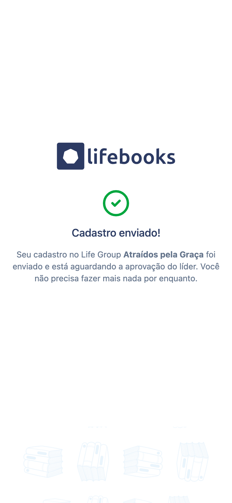 Tela de confirmação: cadastro enviado, aguardando aprovação