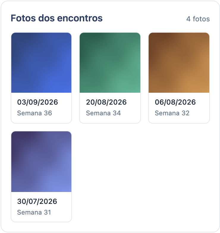 Galeria com as fotos dos encontros do Life, cada uma com a data