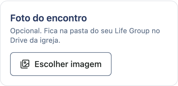 Bloco da foto do encontro, com o botão de escolher imagem