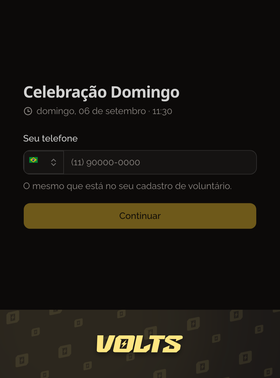 Tela pública de check-in pedindo o telefone